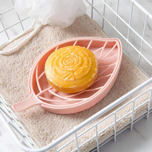 Leaf Shape Soap Dishes, Plastic Soap Holder Soap Box with Drain Holder Double Soap Storage Tray Container