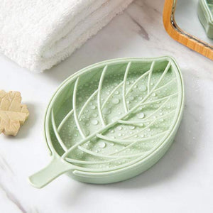 Leaf Shape Soap Dishes, Plastic Soap Holder Soap Box with Drain Holder Double Soap Storage Tray Container