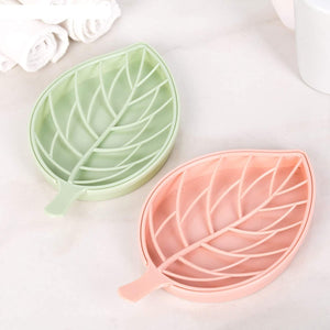 Leaf Shape Soap Dishes, Plastic Soap Holder Soap Box with Drain Holder Double Soap Storage Tray Container