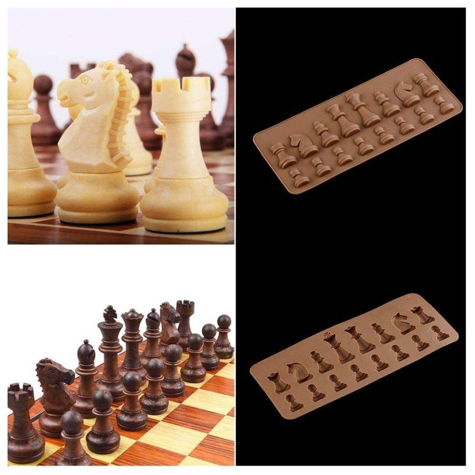 3D Chess Chocolate Silicon Candy Mould - Soft Flexible Food-Grade - New Chess Character Design Chocolate Resin Mould - Silicon Moulding Tray