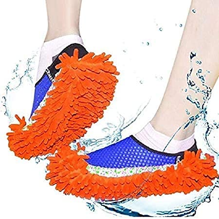 Washable Dust Mop Slippers Microfiber Cleaning Mop Slippers Shoes Dust Floor Cleaner Multi-Function Floor Cleaning Shoes Cover (1 Pair)