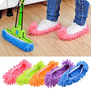 Washable Dust Mop Slippers Microfiber Cleaning Mop Slippers Shoes Dust Floor Cleaner Multi-Function Floor Cleaning Shoes Cover (1 Pair)