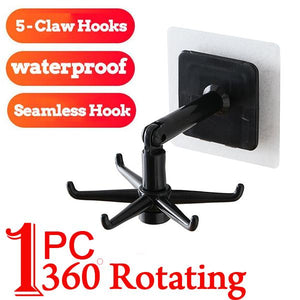 Folding Hook Self-Adhesive Waterproof 360° Rotating Wall Mounted Hook No drill Multipurpose