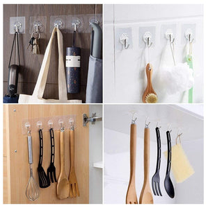 Adhesive Wall Sticker Hooks for Transparent Reusable Waterproof - Plastic Sticker Without Drill (Pack of 3)