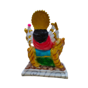 Mata Durga on Lion Idol Big Handcrafted Handmade Marble Dust Polyresin - 15 x 13 cm perfect for Home, Office, Gifting MS-2