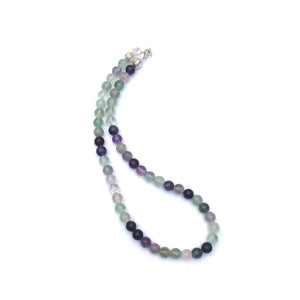 Multi Fluorite Crystal Round Beads Necklace 15 Inches 8 mm Beads Semi precious Mala