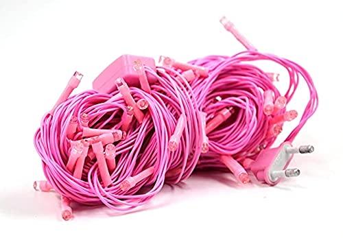 Pink Plastic Rice Lights 10 mtr Serial Bulbs Ladi Decoration Lighting for Indoor, Outdoor, DIY, Diwali Christmas Eid