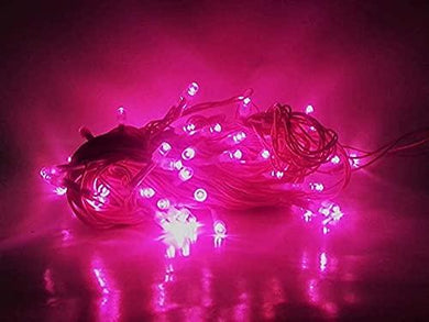 Pink Plastic Rice Lights 10 mtr Serial Bulbs Ladi Decoration Lighting for Indoor, Outdoor, DIY, Diwali Christmas Eid