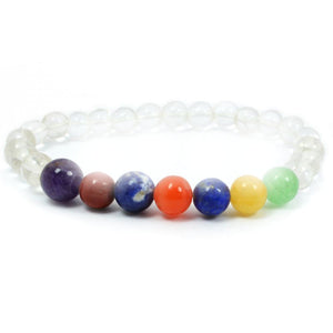 7 Chakra Semi-Precious Stones with Quartz Crystal Charm Reiki Chakra Healing Yoga Meditation Fengshui Bracelet