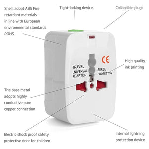 Ekdant® Universal International All in One Worldwide Travel Adapter Wall Charger AC Power Plug Adapter for USA/UK/AUS/EU Cellphone Laptop with Surge/Pike Protected Supports More Than 150 Countries - halfrate.in