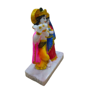 Radha Krishna Idol Big Handcrafted Handmade Marble Dust Polyresin - 15 x 21 cm perfect for Home, Office, Gifting RKC-2