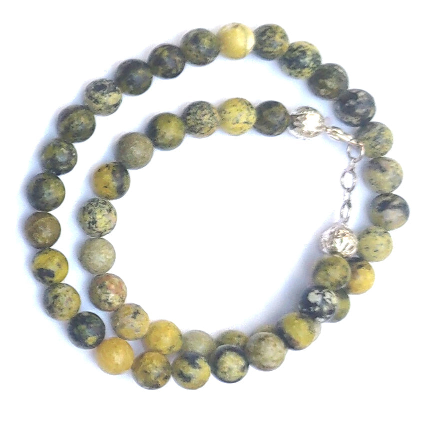 Serpentine Crystal Round Beads Necklace 15 Inches 8 mm Beads Semi precious Mala