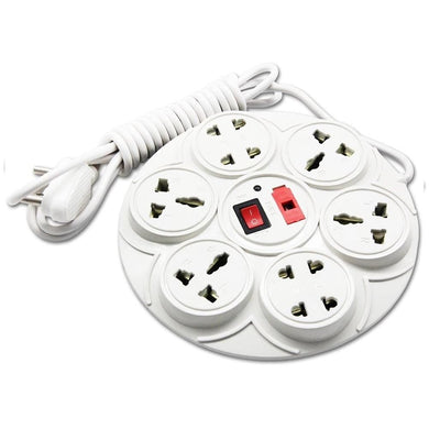 8+1 Round Strip Extension Cord 6 Amp 8 Universal Multi Plug Point (4 Three pin and 4 Two pin sockets) Extension Board 2 Yard with LED Indicator