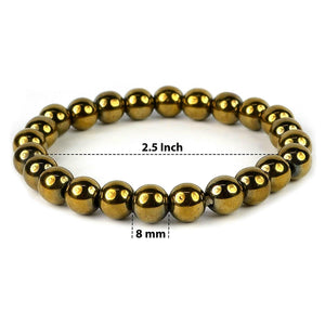 Golden Pyrite Stone Bracelet Natural Gemstone Chakra Bracelet Reiki Healing Jewelry for Men & Women, Bead Size 6 mm