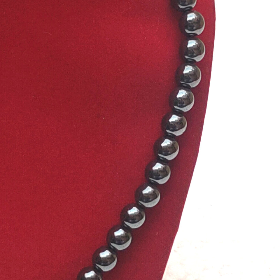 Hematite Crystal Round Beads Necklace 15 Inches 6 mm Beads Semi precious Mala