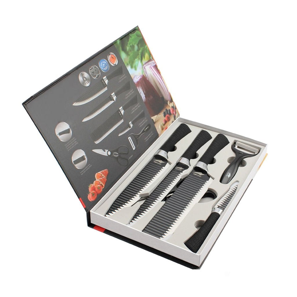 Chef Knife Set Professional Stainless Steel With Peeler And Scissor (6 Pieces)