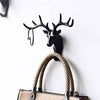 Deer Head Hanging Hook, Self Adhesive Wall Door Hook Hanger Bag Keys Sticky Holder No Drill Wall Mount (Black), Plastic, Pack of 1 ( 18.5 cm x 16.5 cm )