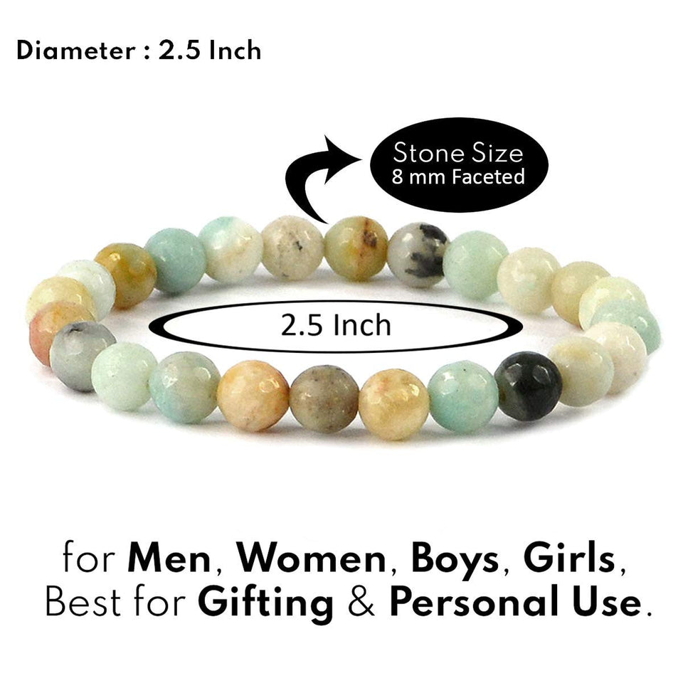 Natural Amazonite Bracelet 8 mm Crystal Stone Bracelet Round Beads for Reiki and Crystal Healing Fengshui Gemstone