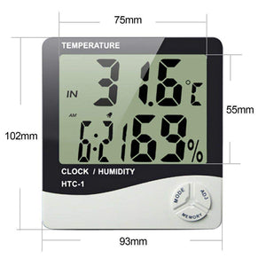 Digital Smart Table Alarm Clock with Thermometer , Temperature , Humidity Meter Calendar Snooze and Large LED Display (White)