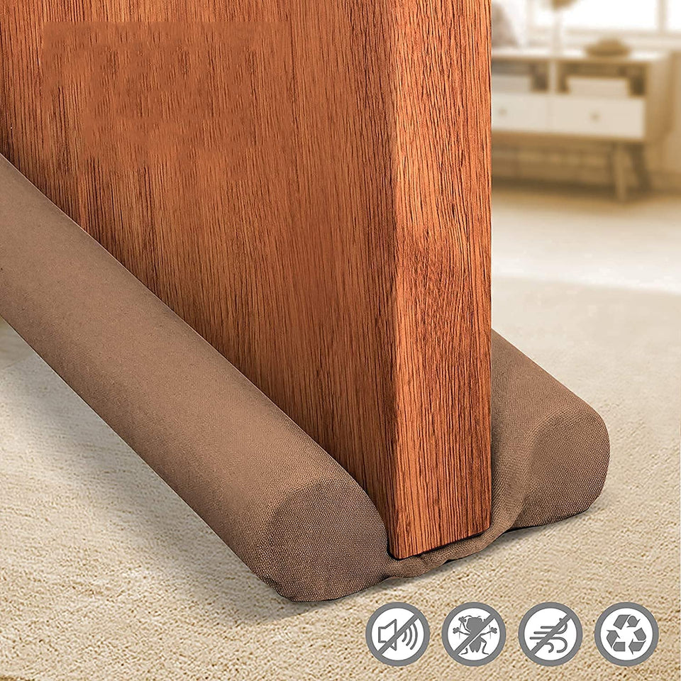 Door Bottom Sound-Proof Sealing Strip Guard Reduce Noise Energy Saving Weather Stripping Under Door Twin Draft Stopper (Brown, 36 inch)