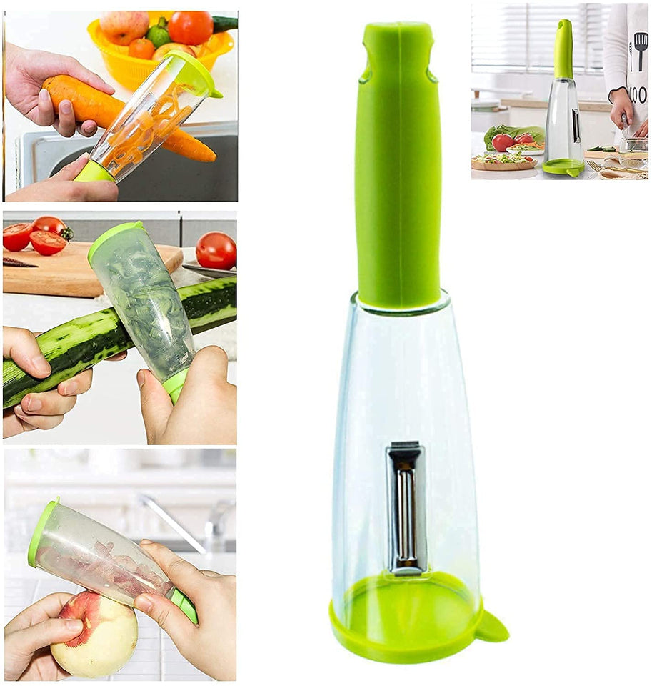 Vegetable/Fruit Peeler Versatile for Kitchen Peeling Tool Julienne Peeler Fruit Peeler with Collect Cup Fruit Peeler with Container Julienne Peelers