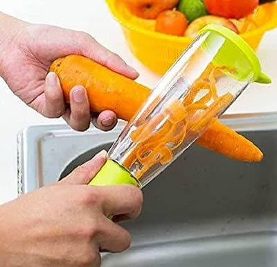 Vegetable/Fruit Peeler Versatile for Kitchen Peeling Tool Julienne Peeler Fruit Peeler with Collect Cup Fruit Peeler with Container Julienne Peelers