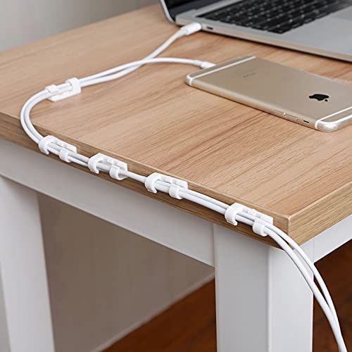 Self Adhesive 20 Cable Clips Organizer Drop Wire Holder Cord Management System Round Plastic Cable Cord Management Clips for TV, Home, Office, Wall, Cubicle, Desk, car