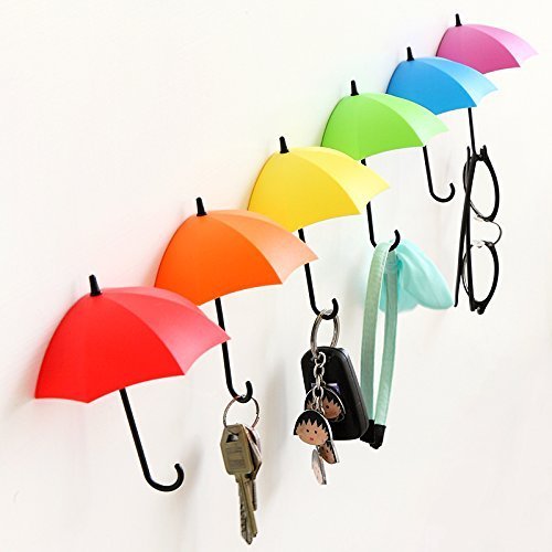 Umbrella Shape Decorative Key Holder Wall Mounted Hooks (3 pcs)