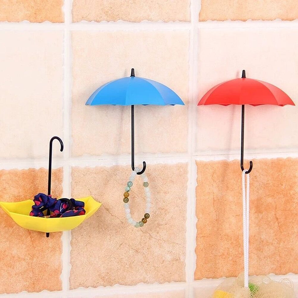 Umbrella Shape Decorative Key Holder Wall Mounted Hooks (3 pcs)