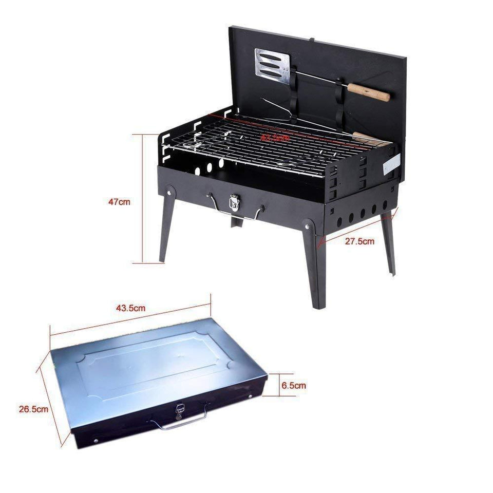 Foldable Briefcase Style Charcoal Barbecue and Tandoor Grill Barbeque Stand Fold and Go for Outdoor Picnic Camping and Travelling