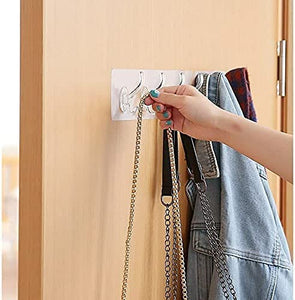 Adhesive Sticker Multi-Purpose 6 Hook for Hanging Strong, Heavy Duty Sticky Hooks for Hanging, No Drill Waterproof, Stick-on Hook for Wall Hangers