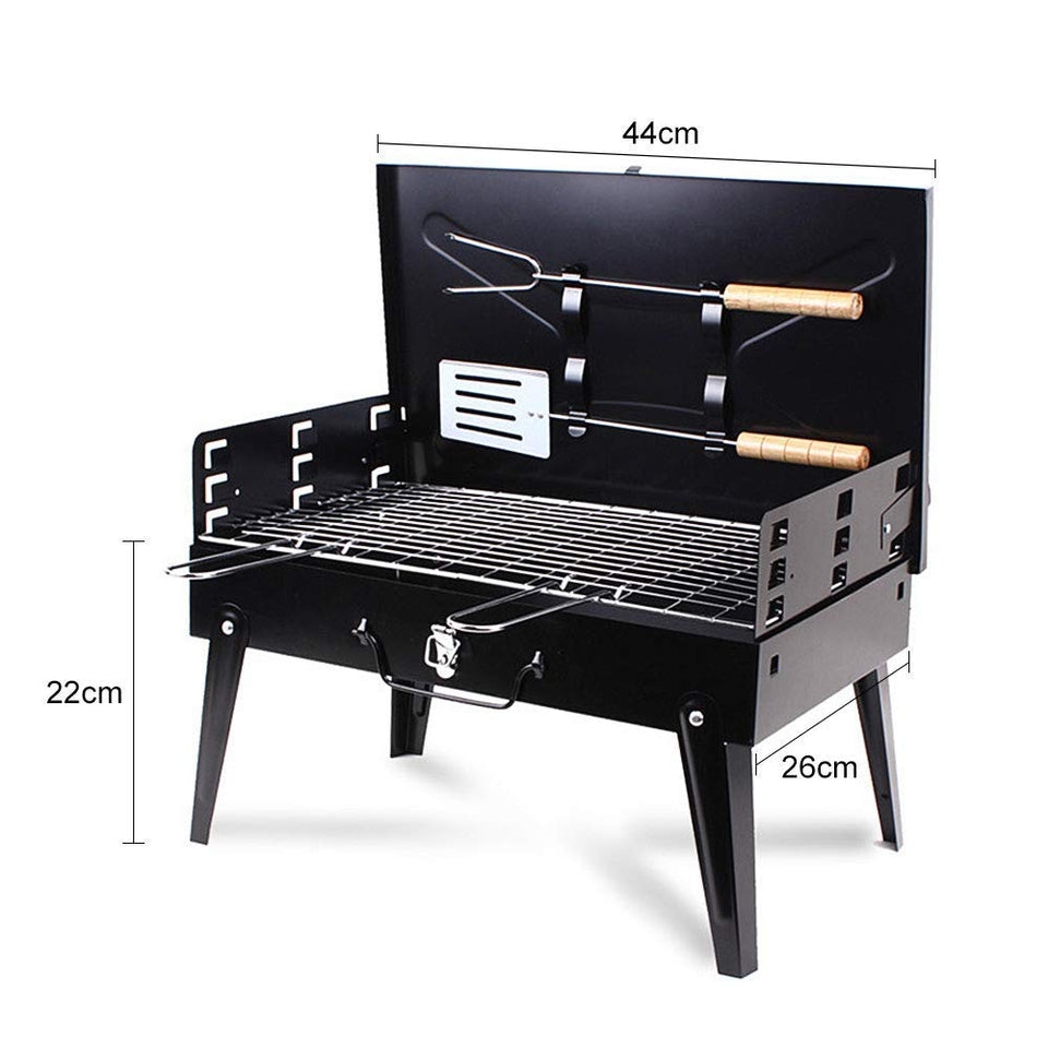 Foldable Briefcase Style Charcoal Barbecue and Tandoor Grill Barbeque Stand Fold and Go for Outdoor Picnic Camping and Travelling