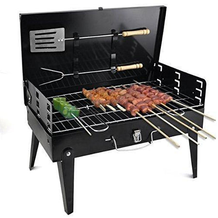 Foldable Briefcase Style Charcoal Barbecue and Tandoor Grill Barbeque Stand Fold and Go for Outdoor Picnic Camping and Travelling