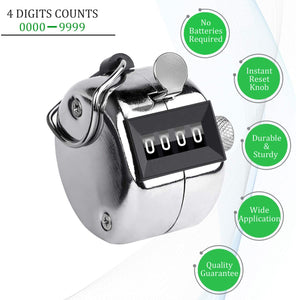 Hand Tally Counter 4 Digit Hand Held Manual Counter Scorer Mechanical Palm Counter - halfrate.in