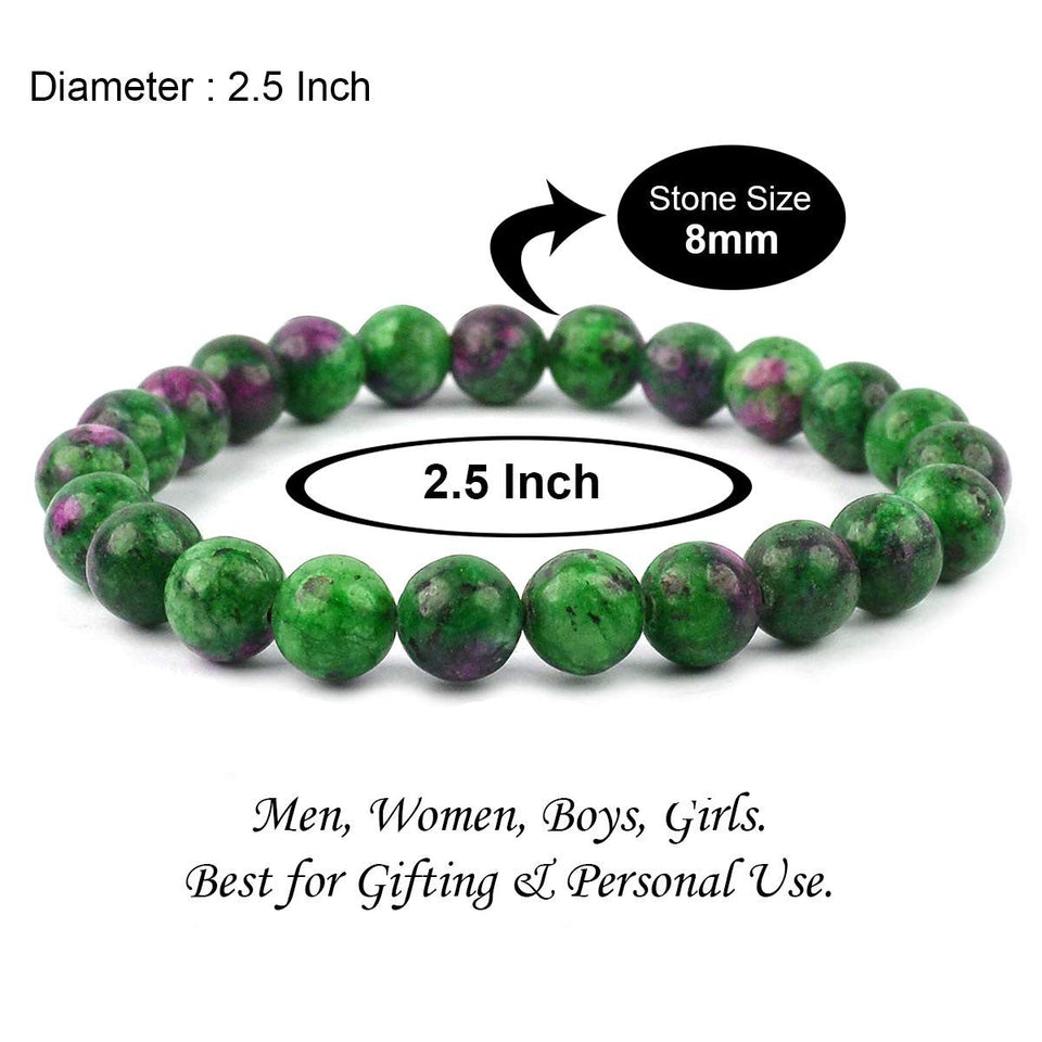 Natural Ruby Zoisite Stone Bracelet 8 mm Beads Lab Stretchable Elastic Bracelet Ruby Zoisite Crystal Gemstone