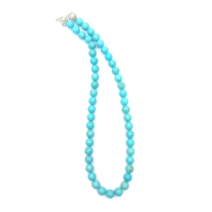 Turquoise Crystal Round Beads Necklace 15 Inches 8 mm Beads Semi precious Mala