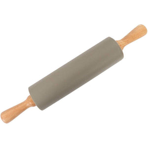 Silicone Rubber Rolling Pin Wooden Handle Non-stick Dough Roller Pizza Pasta Baking 15 inches Kitchen Cooking Tool