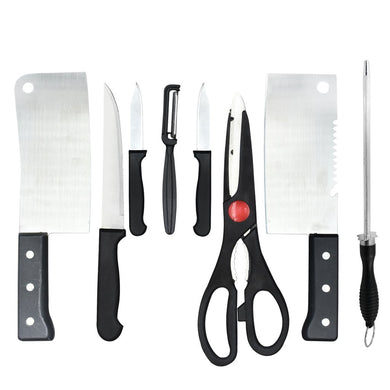 Premium Stainless Steel Kitchen 8 pcs Knife Set with Scissor, Peeler & Knives Sharper