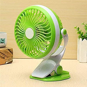 Clip on Table Fan, 360° Rotation Portable Small Desk Fan, 3 Speed Personal Rechargeable Battery Fan with Clip, Mini Clip Fan for Stroller, Camping, Office, Desk (Multicolored )