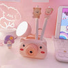 Kids Cartoon LED Table Lamp Pen Stand and Pencil Sharpener Study Desk Stationery Organiser Kidsroom Bedside Night Light for Reading Lamp