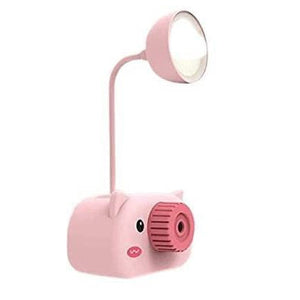 Kids Cartoon LED Table Lamp Pen Stand and Pencil Sharpener Study Desk Stationery Organiser Kidsroom Bedside Night Light for Reading Lamp