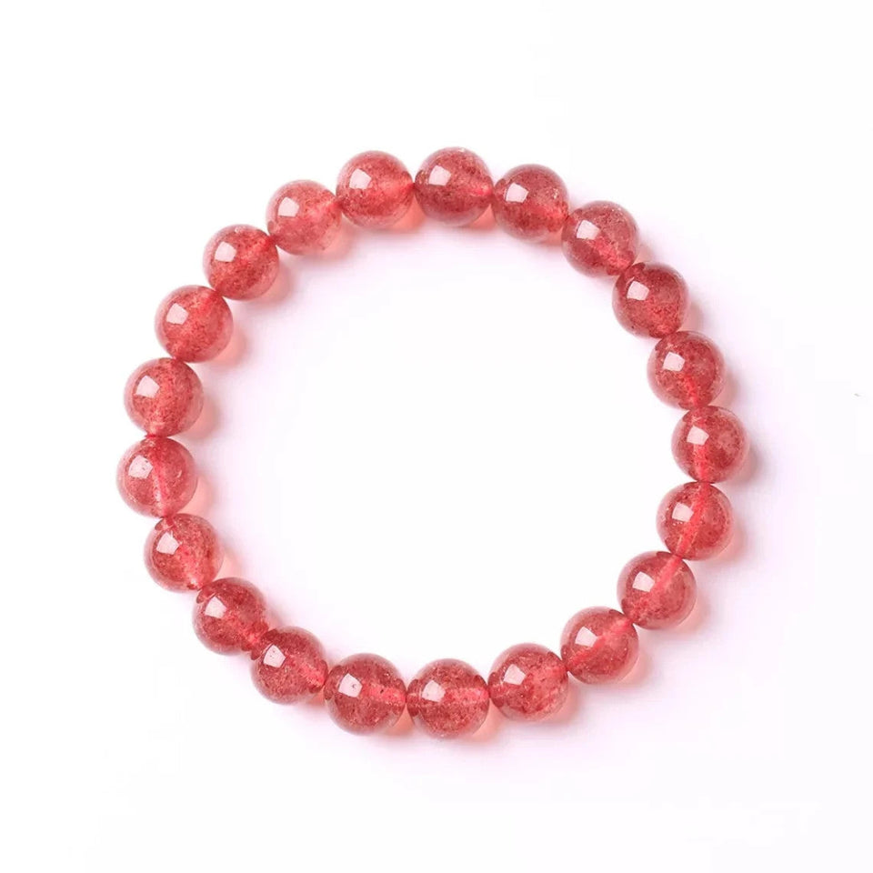 Cherry / Strawberry Quartz Bracelet 6 mm Beads Lab Stretchable Elastic Bracelet Cherry Quartz Crystal Gemstone