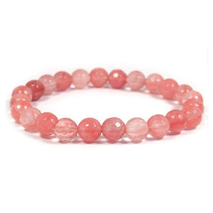 Cherry / Strawberry Quartz Bracelet 6 mm Beads Lab Stretchable Elastic Bracelet Cherry Quartz Crystal Gemstone