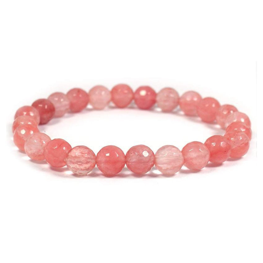 Cherry / Strawberry Quartz Bracelet 6 mm Beads Lab Stretchable Elastic Bracelet Cherry Quartz Crystal Gemstone