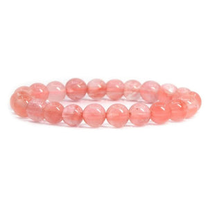 Cherry / Strawberry Quartz Bracelet 8 mm Beads Lab Stretchable Elastic Bracelet Cherry Quartz Crystal Gemstone