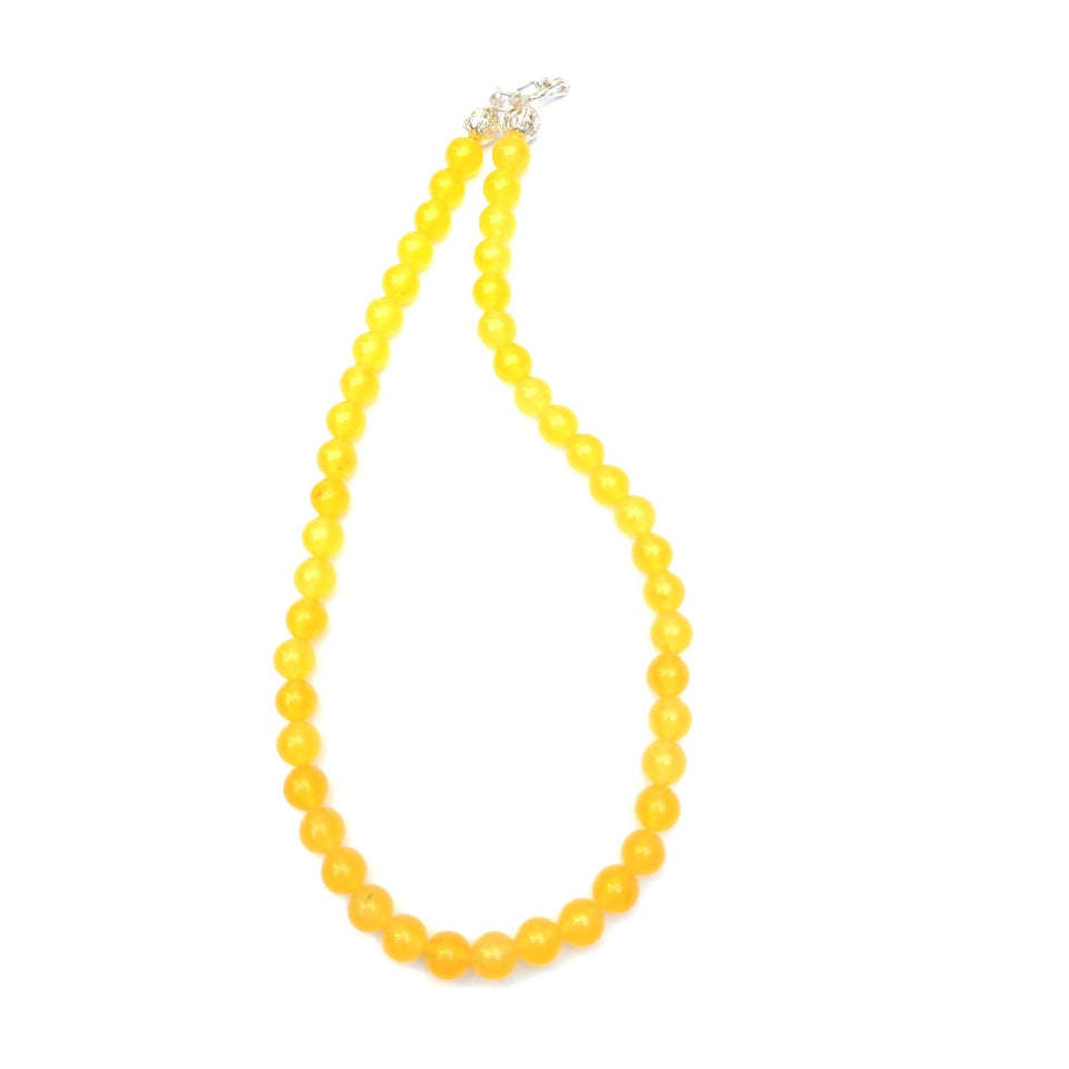 Yellow Quartz Crystal Round Beads Necklace 15 Inches 6 mm Beads Semi precious Mala