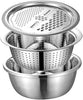 Multipurpose 3 in 1 Stainless Steel Kitchen Grater Slicer with Drain Basin and Bowl | Drain Basket Vegetable/ Fruits Grater and Washing Bowl for Kitchen, Pack of 1