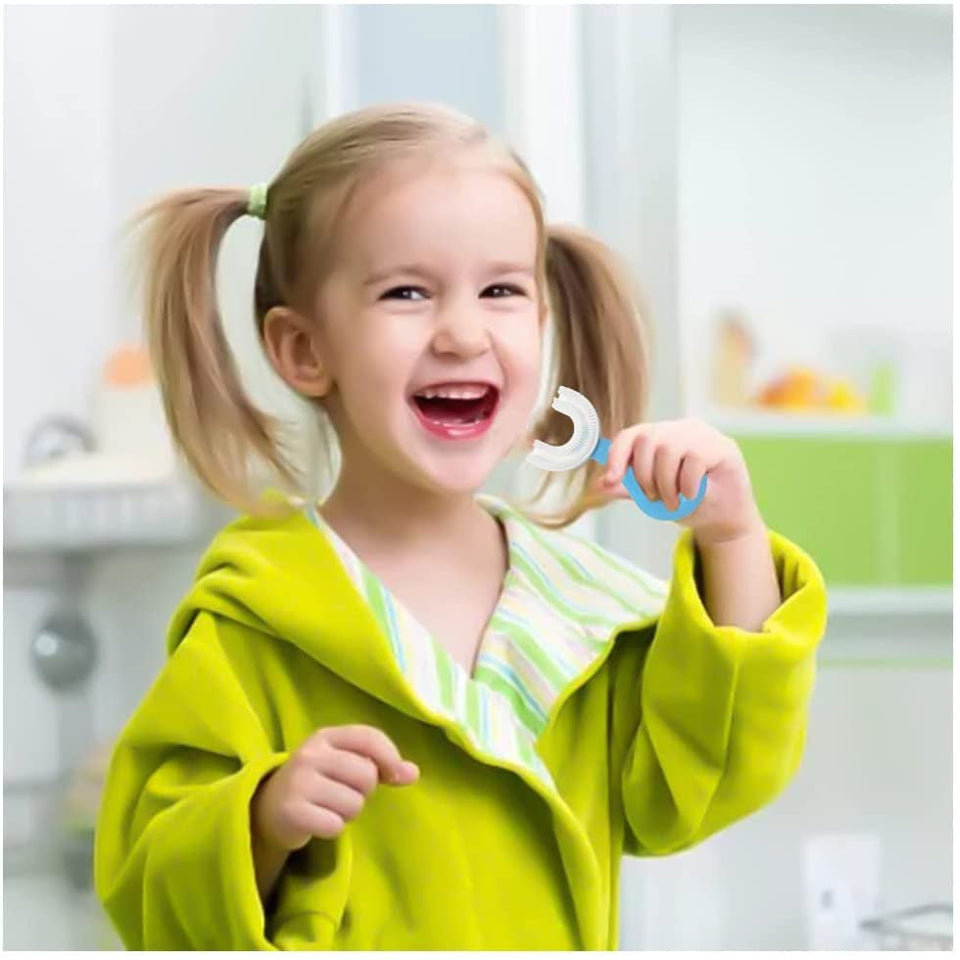 Kids U Shaped Toothbrush with Silicone Bristles Massage Toddler Toothbrush, 360 degree All-Round Oral Cleaning Tooth Brush U-Shaped Training Toothbrushes for Kids Children's (2-6 Years Old)