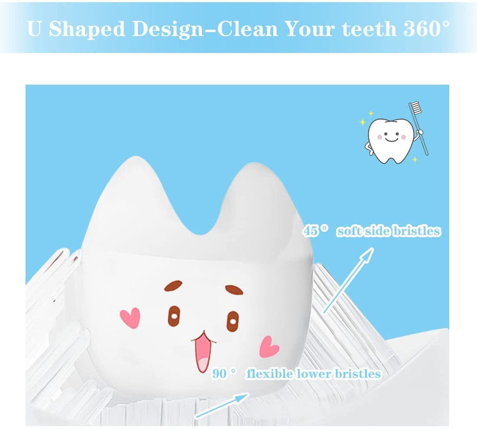 Kids U Shaped Toothbrush with Silicone Bristles Massage Toddler Toothbrush, 360 degree All-Round Oral Cleaning Tooth Brush U-Shaped Training Toothbrushes for Kids Children's (2-6 Years Old)