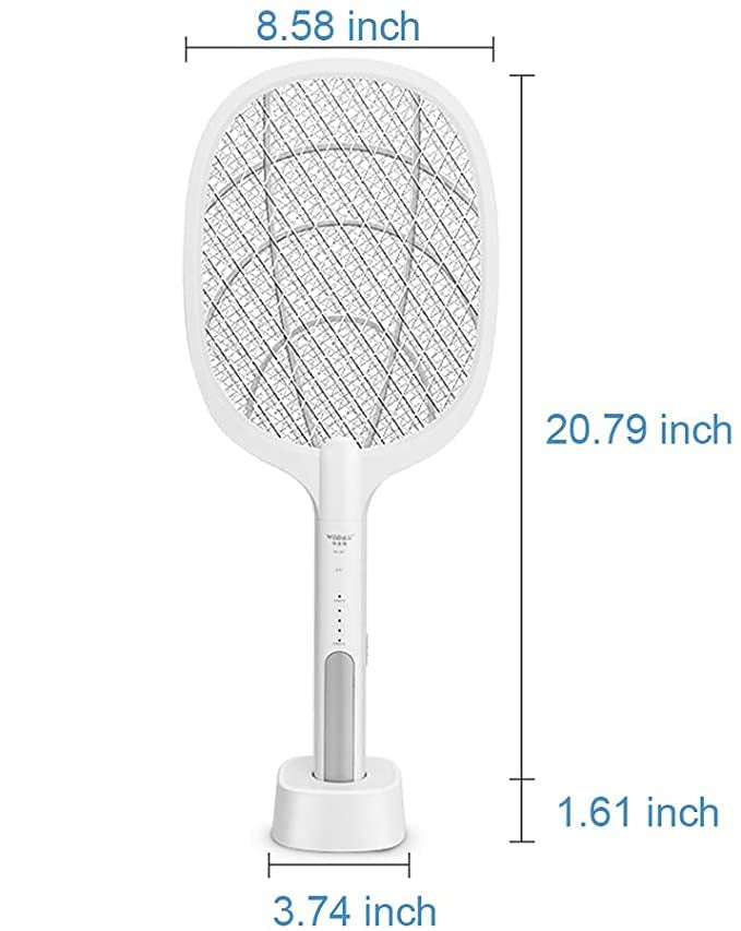 Mosquito Killer Racket Rechargeable Handheld with Base Electric Fly Swatter Mosquito Killer Racket Bat with UV Light Lamp Racket USB Charging Electric Insect Killer